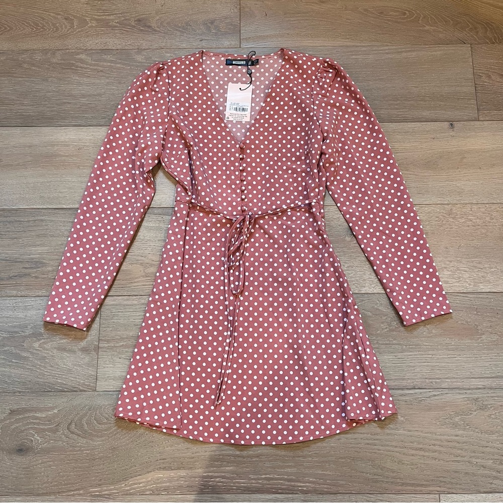 Missguided polka dot pink dress